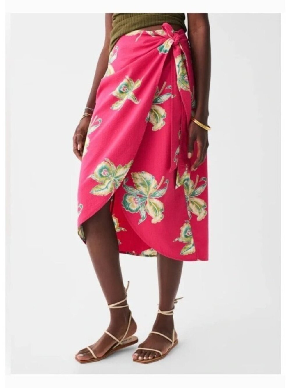 Faherty Pacifica Searsucker Wrap Skirt Orchid Blossom Size M Tropical Resort